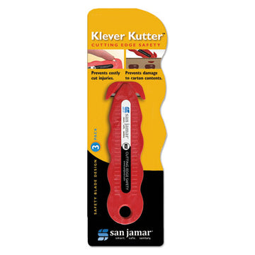 San Jamar® Klever Kutter Safety Cutter, 3 Razor Blades, Red freeshipping - TVN Wholesale